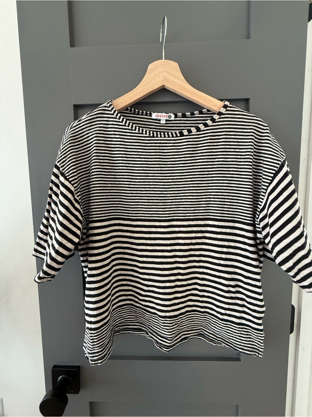 SUNDRYStriped Boxy Tee - Black & White